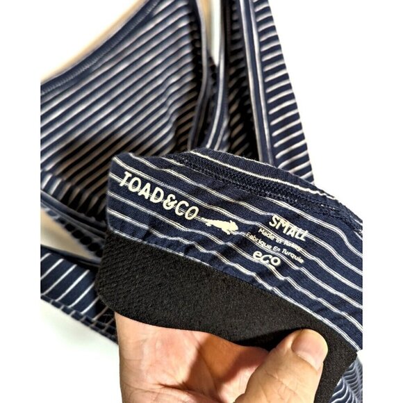 Toad & Co Nautical Blue Striped Sleeveless Dress Size S Athletic Tennis Pockets - Picture 8 of 8